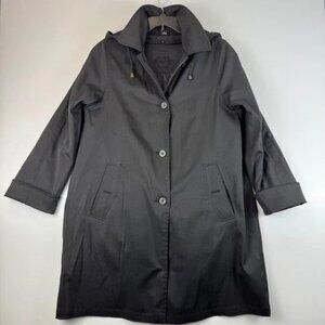 Ensign London Hooded Three Season Rain Trench Coat Classic Black Size M
